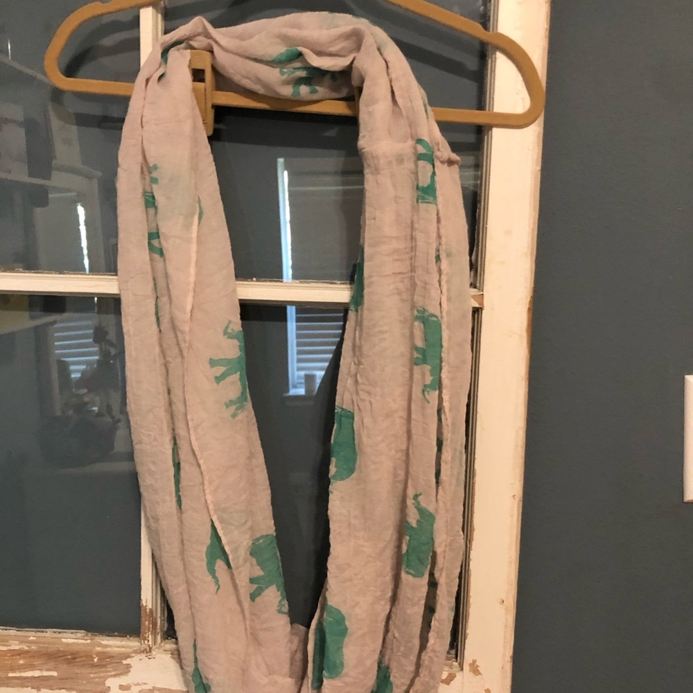 Grey and turquoise infinity scarf